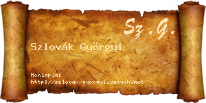 Szlovák Györgyi névjegykártya